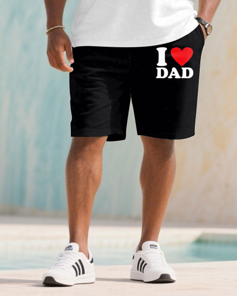 Men's Plus Size Gift For Father Commemorative Short Sleeve POLO Shirt Shorts Suit