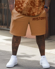 Advanced Color Sense Retro Flower Vine Pattern T-shirt Shorts Set Big & Tall Men's
