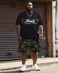 Street Style Patchwork Camouflage Letter Print Large Men's Suit