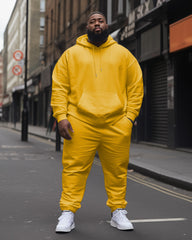 Big Men's  Tracksuit Casual Solid Color Hoodie Pants 2-Piece Set
