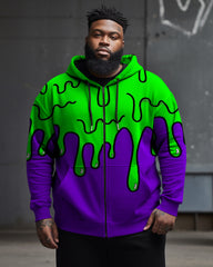 Men's Casual Street Plus Size Flow Splash Zipper Hoodie
