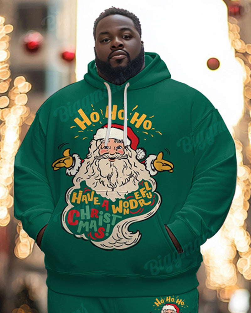 Men's Have A Wonderful Christmas! Alphabet Print Plus Size Hoodie Suit