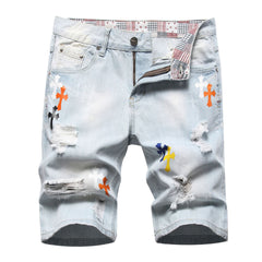 Men's Big & Tall Hole Feature Fashion Trendy Cross Shooting Jeans