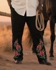Big & Tall Men's Daily Leisure Western Style 90 S Retro Flowers-short Sleeve Shirt Trousers Suit