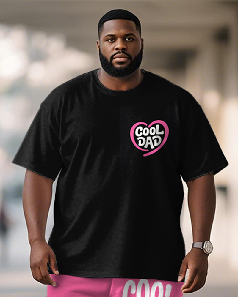 Men's Plus Size Father's Day COOL DADS Text Print Short Sleeve T-Shirt Shorts Suit