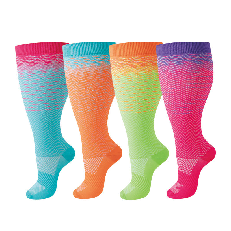 2XL-7XL Colorful Striped Running Fitness Compression Socks,For Obese Men And Women Sports Socks