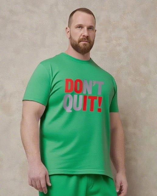 Quit Is Not In Your Code Men's Big and Tall Simple Lettering Short Sleeve T-shirt 2-Piece Set