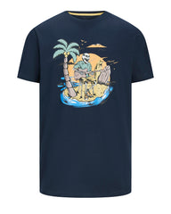 100% Cotton-Blue Black Hawaiian Corsage Men's Plus Size Short Sleeve T-Shirt