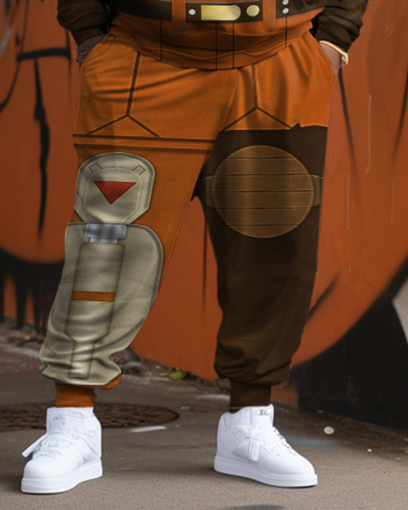Fun Cartoon Robot Men's Plus Size Cosplay Hoodie Two-Piece Set