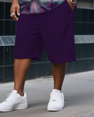 Men's Plus Size Tie-dye Round Neck T-shirt Shorts Suit
