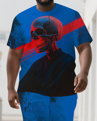 Bold Beyond Bones Men's Fashion Skull Print Big & Tall Short Sleeve T-shirt and Shorts Set