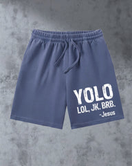 Big & Tall Men's YOLO LOL, JK. BRB.-Jesus夏日短裤
