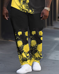 Men's Plus Size King Camouflage Splash-Ink Casual Street Short-Sleeved Trousers Casual Two-Piece Set
