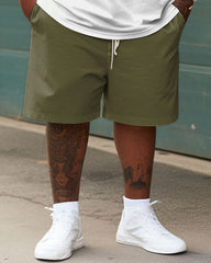 Big Men Casual Simple Gradient Eagle Short Sleeve Shorts Set