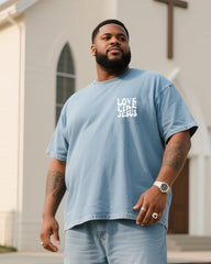Plus Size Men Like Jesus To Love Micro-standard Denim T-shirt Pants Suit