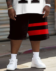 Big & Tall Guy's Street Casual K Letter Print T-Shirt Shorts Set