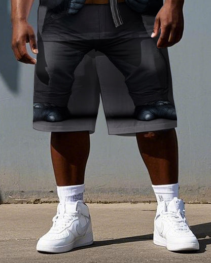 Big & Tall Men's Bodyguard Gorillas Print Casual Short Sleeve T-shirt 2-Piece Set