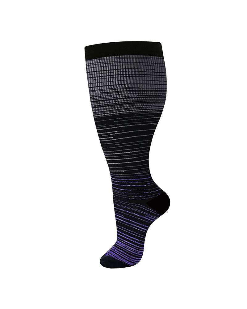 2XL-4XL Gradient Striped Running Fitness Compression Socks, For Obese Men And Women Sports Socks