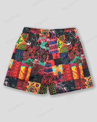 Big & Tall Men's Hawaiian Ethnic Graffiti Print Sports Mesh Quick-Dry Shorts