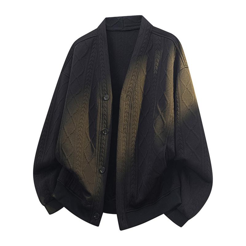 Men’s Plus-Size Loose-Fit Knitted Cardigan