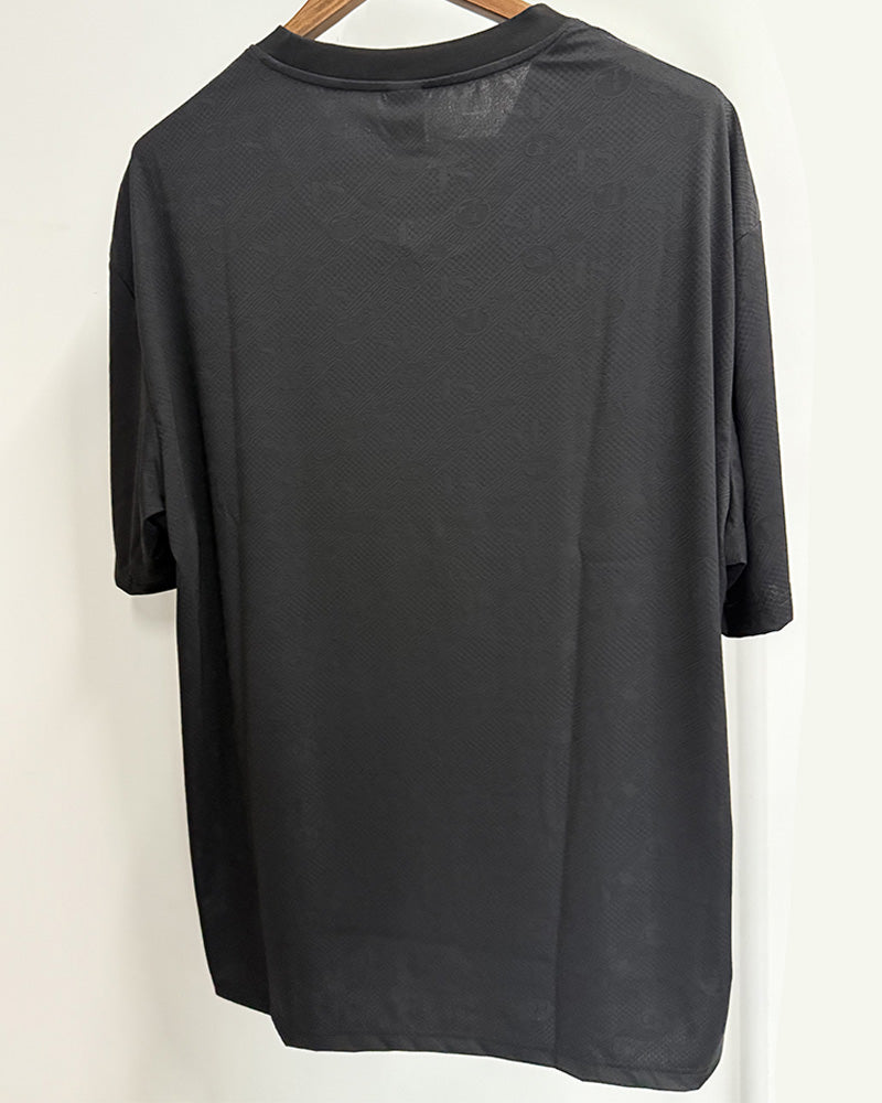 4XL-8XL Big & Tall Men's Daily Casual Quick-drying Jacquard Crewneck Short-sleeved T-shirt