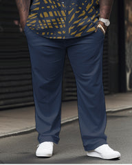 Colorblock Geometric Pattern Big & Tall Classic Printed Men's Short-sleeved Pants Set