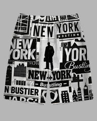 Men's Street Fashion Newspaper Splicing Detective Silhouette Casual Big and Tall Shorts