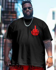 Big Guys Street Fashion Provocation Skull Print T-Shirt Shorts Set