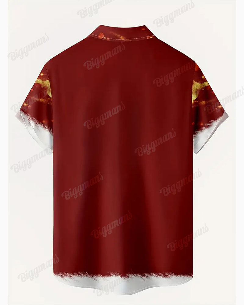 Big & Tall Men's Christmas Elk Short Sleeve Shirt Shorts 2-Piece Set