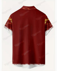 Big & Tall Men's Christmas Elk Short Sleeve Shirt Shorts 2-Piece Set