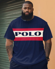Men's Plus Size Business POLO Printed Casual Walker Short Sleeve Shorts Set