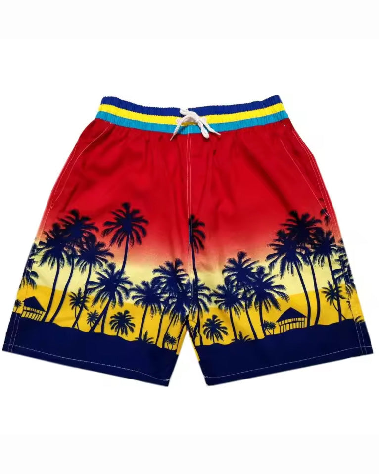 Big & Tall Men's Hawaii. Summer Striped And Gradient Red Coconut Seaside Beach Pants