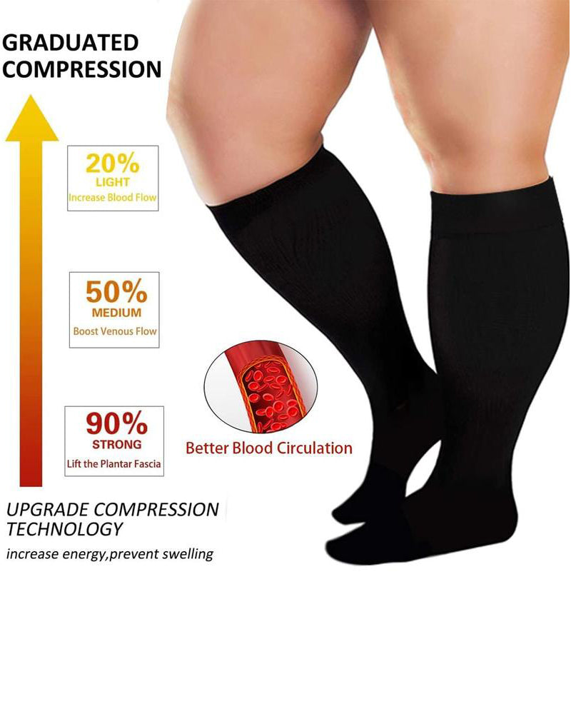 🔥2XL-7XL Solid Color Running Fitness Compression Socks For Obese Men And Women Sports Socks