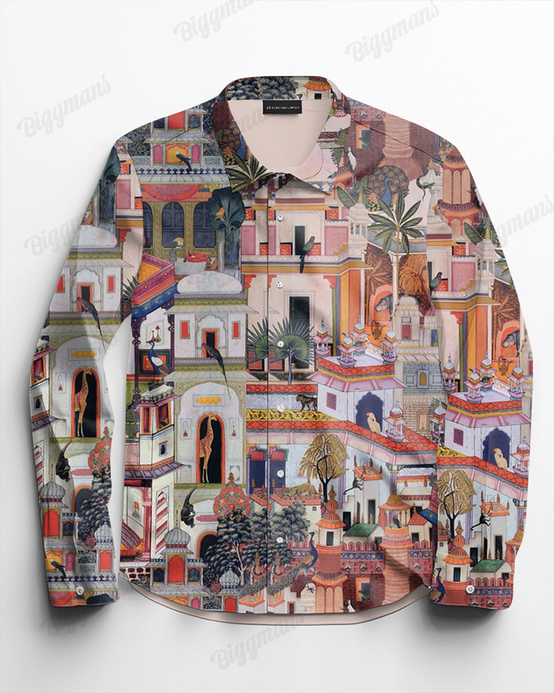 Castle World Cotton Long Sleeve Shirt Men's Plus Size
