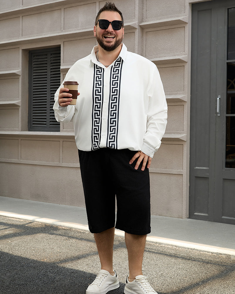 Men's Plus Size Simple Geometric Stripes Long Sleeve Shirt