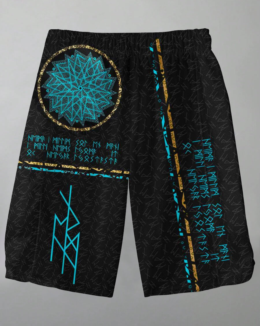 Men's Plus Size Nine Worlds Print T-Shirt Shorts Suit