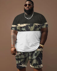 Street Style Dinosaur Camo Colorblock Print Large Men's Suit