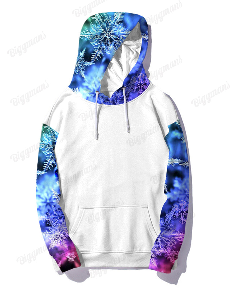 Couple Matching Aurora Snowflake Plus Size Hoodie Sweatpants Set