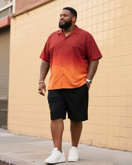 Big Men's Sunset Gradient Short Sleeve Shirt Shorts Suit