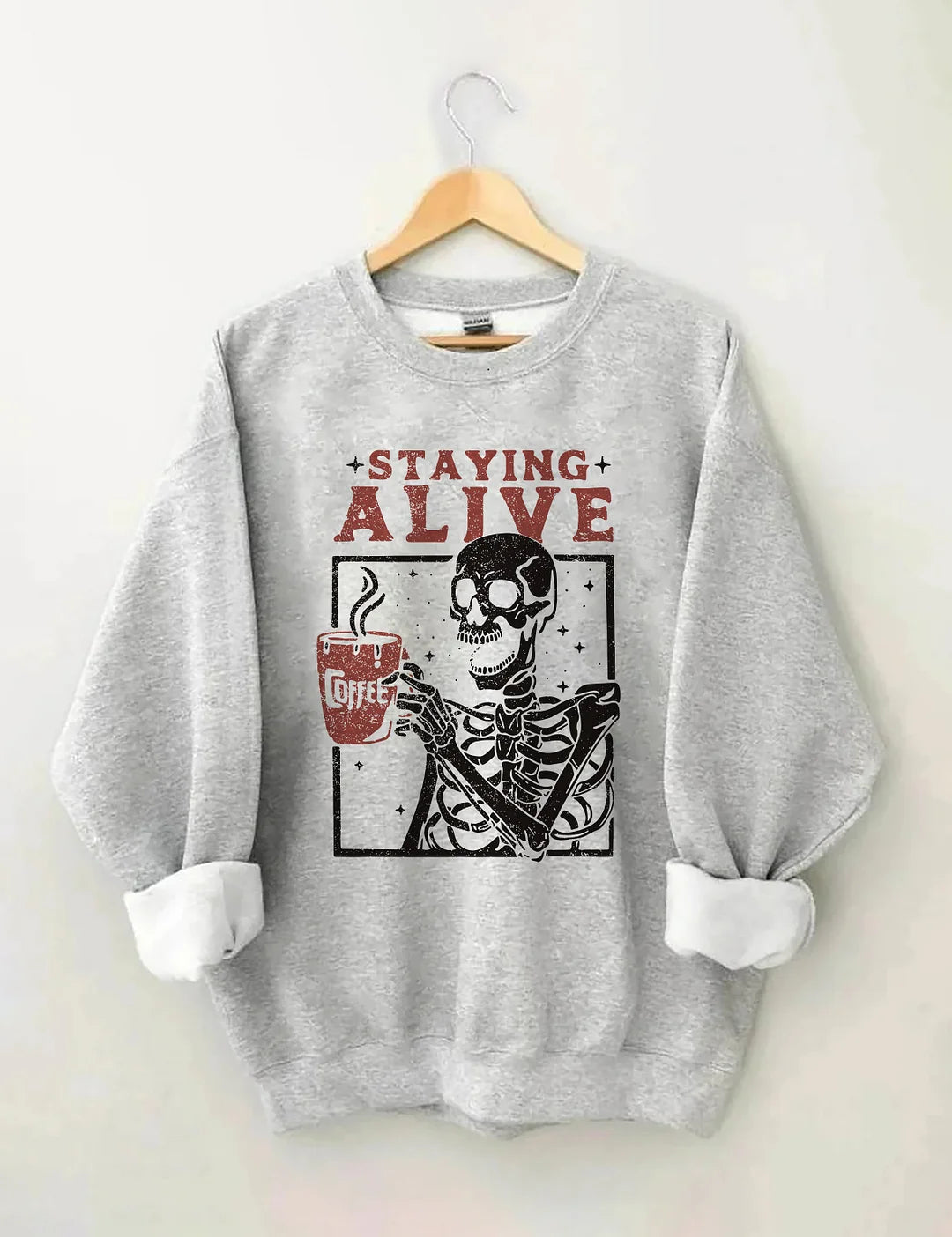 Women's Big & Tall Staying Alive Coffee Sweatshirt