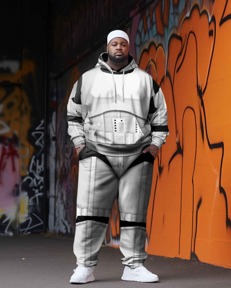 Fun Robot Men's Plus Size Cosplay Hoodie Two-Piece Set