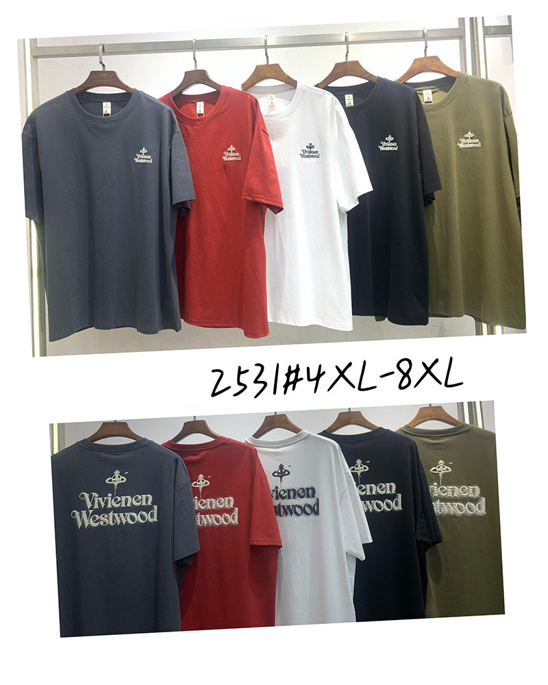 4XL-8XL Big & Tall Men's Daily Casual Letter Cotton Crewneck Short-sleeved T-shirt 4XL-8XL