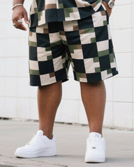 Big Man's Daily Leisure Outdoor Activities High Sense Creative Camouflage Short Sleeve Shirt Shorts Suit