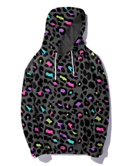 Women's Big and Tall Graffiti Colorful Leopard Print Hoodie Set