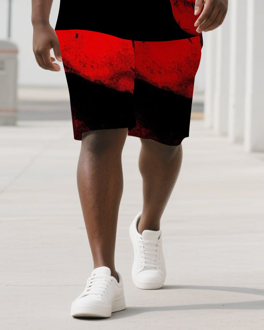Let The Red Skull Awaken Your Courage Men's Skull Print Big & Tall Short Sleeve T-shirt and Shorts Set
