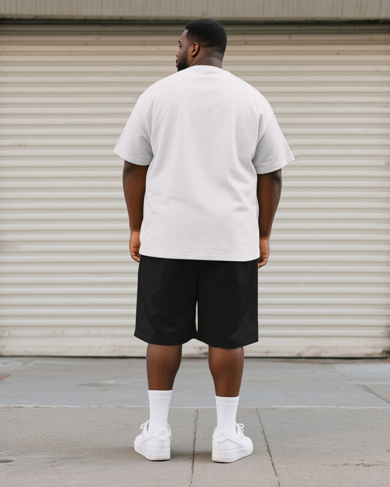 Men's Plus Size Independence Day Hot Dog Letter Print Round Neck Short Sleeve T-Shirt Shorts Suit