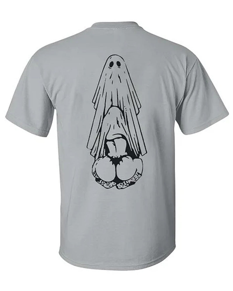Men's Plus Size Street Fashion Oral Sex With Ghost Dirty Love Printed Crewneck Short Sleeve T-Shirt