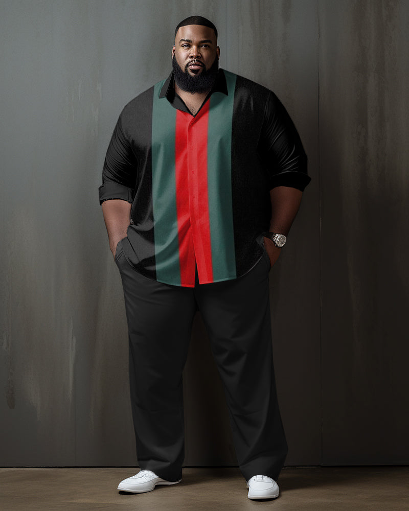 Men's Plus Size Business Red and Green Rambler Two-Piece Set