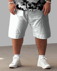 Men's Plus Size Camouflage Colorblock Alphabet Print T-Shirt Shorts Suit
