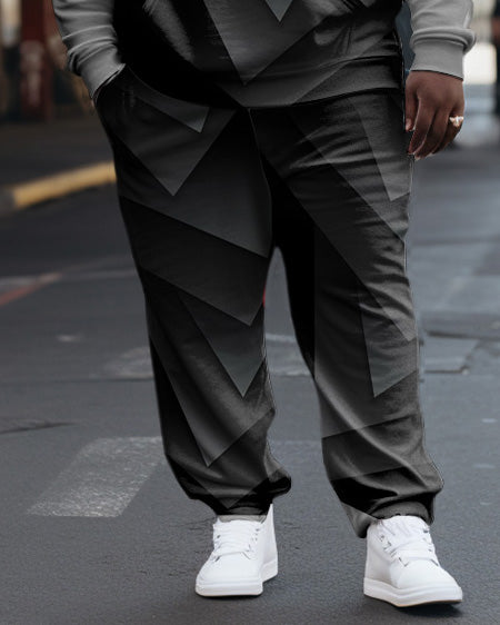Men's Big and Tall Sweatsuit Casual Geometric Hoodie and Pants Set